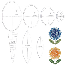 Arricraft Acrylic Sunflower Quilting Rulers Set, Trapezoid/Horse Eye/Round Templates, Transparent Patchwork Sewing Cutting Craft Ruler DIY Tools, Clear, 63~243x59~243x2~2.5mm, 7pcs/set