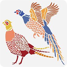 BENECREAT Wild Pheasant Bird Pattern Stencil, 12x12inch Reusable PET Drawing Painting Template for Art Painting, Scrabooking and Wall Decoration