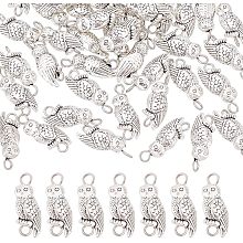 Arricraft 50 Pcs Tibetan Style Connector Charms, Owl Alloy Links Charms Antique Silver Pendants with 304 Stainless Steel Double Loops for Necklace Jewelry Making