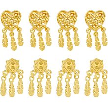 SUPERFINDINGS 10Pcs 2 Styles Love Shape with Feathers Pendants Charms Alloy Matte Gold Heart Dangle Charms with Hole Earrings Necklaces Bracelets Charms for Jewelry Making Hole 3mm