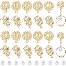 PandaHall Elite 18K Gold Plated Earring Studs, 20pcs Alloy Earring Posts Golden Earring Hook Loop with 40pcs Earring Backs for Dangle Earring Jewellery Making DIY Crafts, 22x17mm