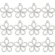 SUNNYCLUE 1 Box 50Pcs Hollow Flower Charms Silver Floral Charms Alloy Vintage Mini Spring Blossom Open Frame Back Bezel UV Resin Charm Bulks for Jewelry Making Charms Women DIY Bracelets Craft