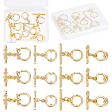 CREATCABIN 12 Sets 4 Styles 18K Gold Plated Brass Round Toggle Clasps T Bar OT End Fasteners Jump Rings Connectors for DIY Bracelet Necklace Jewellery Making Craft Supplies Findings 0.47 x 0.59in