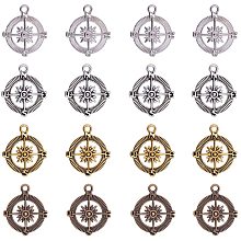 Pandahall Elite 60 pcs 4 Colors Tibetan Style Compass Shape Alloy Pendants Charm Spacer Beads for Bracelet Necklace Jewelry DIY Craft Making, Mixed Colors