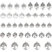 SUNNYCLUE 1 Box 90Pcs 9 Styles Tree of Life Charms Tibetan Style Jewelry Connector Pendants Flat Round Oval Charm findings for DIY Earring Necklace Bracelet Jewellery Making