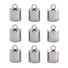 Honeyhandy Smooth Surface 201 Stainless Steel Cord Ends, End Caps, Stainless Steel Color, 15x11mm, Hole: 3.5mm, 10mm Inner Diameter