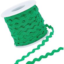 Gorgecraft Wave Bending Fringe Trim, Sewing Ribbon, with Plastic Empty Spools, Green,  3/16 inches~3/8 inch(5~8.5mm), about 25m/strand, 1strand