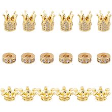 SUNNYCLUE  Brass Micro Pave Cubic Zirconia Beads, Mixed Shapes, Golden, 18pcs/box