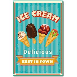 CREATCABIN Retro Vintage Tin Sign Delicious Ice Cream Best in Town Metal Wall Decor Decoration Art Mural for Home Garden Kitchen Bar Pub Living Room Office Garage Poster Plaque 12 x 8inch