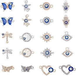 Arricraft 40 Pcs Assorted Evils Eye Connector Charms, Crystal Evils Eye Alloy Links Charm Enamel Connector Pendants for DIY Bracelet Necklace Jewelry Making