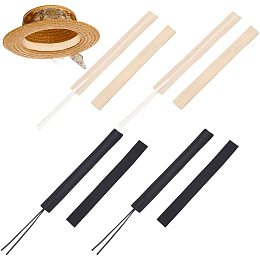 BENECREAT 12Pcs Hat Size Tape Hat Size Reducer, Drawstring Adjustable Bands Hat Sizer Insert for Hats Caps Sewing Crafts, Khaki and Black, 24x1.2inch