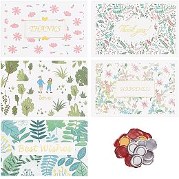 CRASPIRE Thank You Cards with Envelopes 10 Packs Best Wishes Card Set with Floral Pattern, 45pcs Adhesive Wax Seal Stickers, for Wedding Birthday Party Mother's Day Valentine's Day, Mixed Color