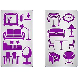 FINGERINSPIRE 2 Pcs Home Furniture Cutting Dies Stencil Metal Template Molds, Stainless Steel Embossing Tool Die Cuts for Card Making Album Paper Scrapbooking DIY Etched Dies Decoration Supplies