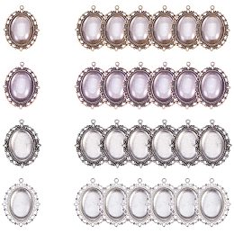 Arricraft 4 Color Oval Bezel Pendant Blanks Settings - 8pcs 40x30mm Pendant Trays Bezel Blanks with 8pcs Glass Cabochons Dome for Photo Jewelry Making