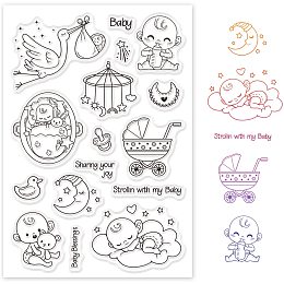 GLOBLELAND Baby Moon Cradle Silicone Clear Stamps Baby Shower Transparent Stamp for Christmas Birthday Valentine's Day Cards Making DIY Scrapbooking Photo Album Decoration Paper Craft