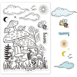 GLOBLELAND Mushroom Silicone Clear Stamps Transparent Stamps for Birthday Valentine's Day Cards Making DIY Scrapbooking Photo Album Decoration Paper Craft