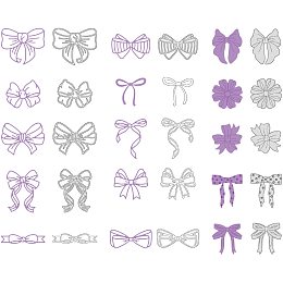 GLOBLELAND 15pcs Bowknot Cutting Dies for DIY Scrapbooking Christmas Birthday Wedding Thansgiving Cards Making Album Envelope Decoration,Matte Platinum