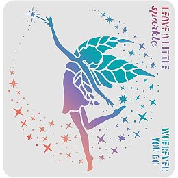 FINGERINSPIRE Fairy Moon Star Drawing Painting Stencils Templates (11.8x11.8 inch) Leave a Little Sparkle, Wherever You Go Plastic Reusable Stencils for Painting on Wood, Floor, Wall and Fabric