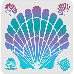 FINGERINSPIRE Seashell Stencil 11.8x11.8 inch Reusable Undersea Theme Drawing Stencils Sea Animal Stencil Sea Creatures Stencil for Painting on Wood Tile Paper Fabric Floor Wall