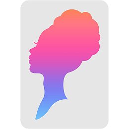 FINGERINSPIRE African Women Queen Stencil Template 11.6x8.3 inch Plastic Woman Head Pattern Drawing Painting Stencils Rectangle Reusable Stencils for Painting on Wood, Floor, Wall and Tile