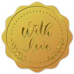 CRASPIRE 100pcs Gold Foil Certificate Seals with Love Embossed Gold Certificate Seals 2" Round Self Adhesive Embossed Stickers for Wedding Invitations Party Favors Envelopes Graduation Seals