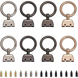 CHGCRAFT 8Sets 4 Colors Alloy Detachable Snap Hook Swivel Clasps Spring Gate Rings with Ribbon Ends for Keychain Clasp Findings, Mixed Color