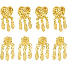 SUPERFINDINGS 10Pcs 2 Styles Love Shape with Feathers Pendants Charms Alloy Matte Gold Heart Dangle Charms with Hole Earrings Necklaces Bracelets Charms for Jewelry Making Hole 3mm