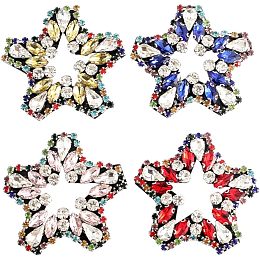 GORGECRAFT 4Pcs 4 Colors Star Rhinestone Beaded Patch Star Crystal Cloth pentagram Sew on Patches for Women DIY Clothing Repair Embroidered Plastic Beads Costume Accessories Appliques Independence Day