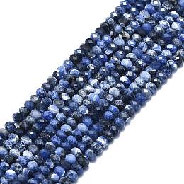 Natural Sodalite Beads Strands, Faceted, Rondelle, 6x4mm, Hole: 1mm, about 85~90pcs/strand, 15.55 inch(39.5cm)