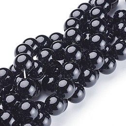 Honeyhandy Natural Black Onyx Round Beads Strands, Grade A, Dyed, 12mm, Hole: 1.2mm, about 33pcs/strand, 15.5 inch