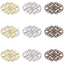 Arricraft 150 pcs 3 Colors Tibetan Style Iron Oval Filigree Charm Pendant Link Connectors for Earring Necklace Jewelry DIY Craft Making, Mixed Colors