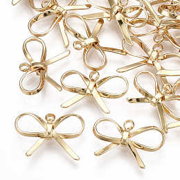 Honeyhandy Brass Charms, Bowknot, Real 18K Gold Plated, 10.5x16x3mm, Hole: 1.2mm