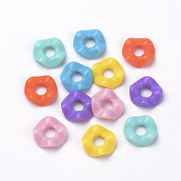 Honeyhandy Opaque Acrylic Beads, Donut, Mixed Color, 13x3mm, Hole: 4.5mm, about 2100pcs/500g