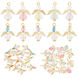 PandaHall Elite 30Pcs Angel Wings Pendant 2 Styles Acrylic Angel Wing Charm Angel Wings Jewelry Tibetan Style Guardian Pendants for DIY Keychain Necklace Craft Party Favor Wedding Jewelry Making