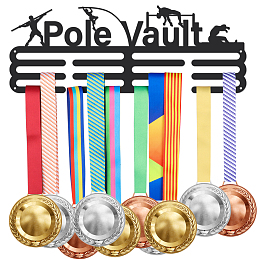 SUPERDANT Pole Vault Medal Holder Sports Medals Display Black Iron Wall Mounted Hooks for 60+ Hanging Medal Rack Display Competition Medal Holder Display Wall Hanging