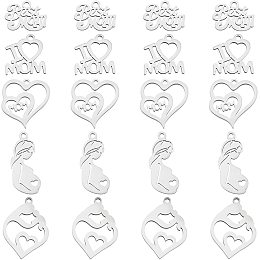 PandaHall Elite 5 Style Mom Charm Pendants, 20pcs Stainless Steel Best Mom I Love Mom Heart Mom Pendants Letter Charms for Mother's Day Birthday Earring Necklace Bracelet Jewelry Making