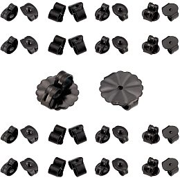 UNICRAFTALE About 50pcs 5 Styles Electrophoresis Black Earring Back Nut Stainless Steel Ear Nuts Earring Clasp Stopper for DIY Jewelry Making 0.8~1.2mm Hole