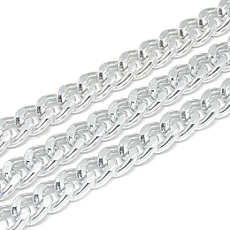 Unwelded Aluminum Curb Chains, Gainsboro, 12x9x2.3mm