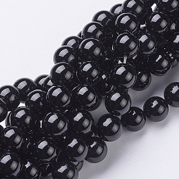 Honeyhandy Natural Black Onyx Round Beads Strands, Grade A, Dyed, about 10mm, Hole: 1mm, about 37~39pcs/strand, 15 inch