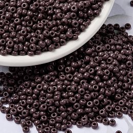 MIYUKI Round Rocailles Beads, Japanese Seed Beads, 8/0, (RR497) Opaque Chocolate, 8/0, 3mm, Hole: 1mm, about 422~455pcs/10g