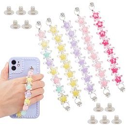 PandaHall Elite 5 Colors Phone Case Chain Phone Finger Strap Star Beaded Secure Phone Bracelet Strap Drop Resistance Phone Grip Holder with Screws for DIY Phone Case Cloth Purse Shoes, 6.4"/16.5mm