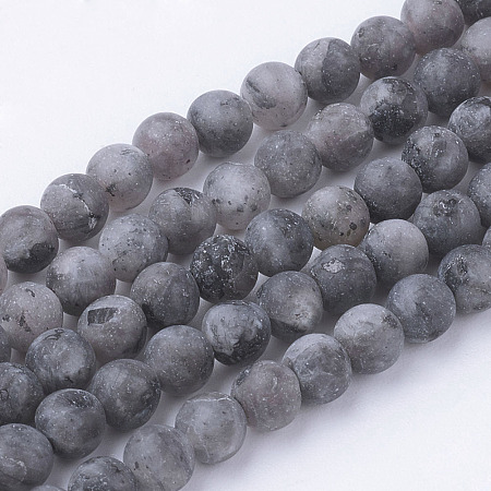 ARRICRAFT Natural Black Labradorite Bead Strands, Round, Frosted, 4~4.5mm, Hole: 1mm, about 85~90pcs/strand, 14.9 inches(38cm)