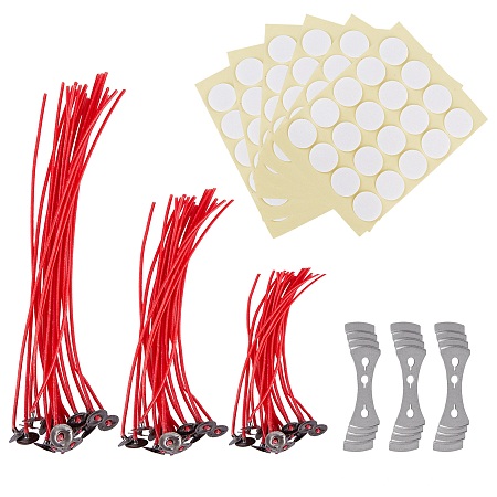 Candle Making Tool Sets, with Candle Wick, Double-faced Self-adhesive Paper Stickers , Mixed Color, Candle Wick:150~200mm, 60pcs