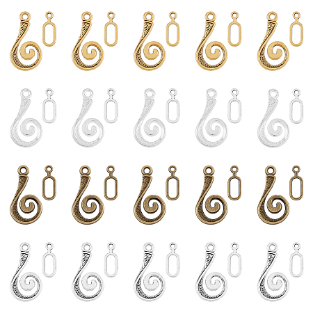 4 Colors Alloy Hook and Eye Clasps, Mixed Color, Toggle:25.5x13.5x1.5mm, Hole: 2mm; Bar: 6x16.5x1mm; 4 colors, 40sets/color, 160sets/box