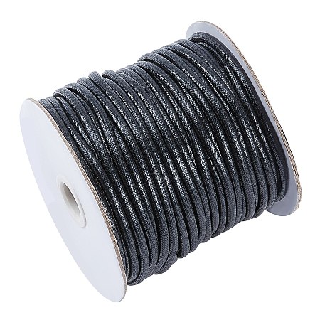 Pandahall Elite 50 Yard/45m Black Waxed Cotton Cord 4mm Waxed Beading Thread Beading String Spool Korean Waxed Cord for Bracelet Necklace Jewelry Making Macrame Dreamcather Knotting Braiding, 1 Roll