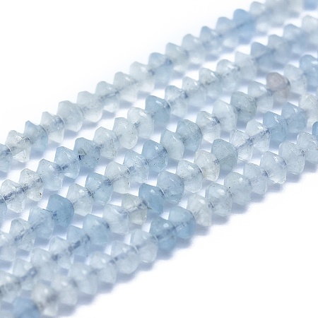ARRICRAFT Natural Aquamarine Beads Strands, Bicone, Faceted, 3x2mm, Hole: 0.5mm, about 190~200pcs/strand, 15.35 inches(39cm)