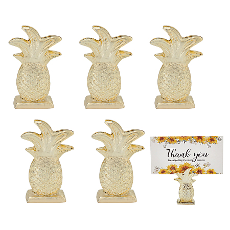 CHGCRAFT 6Pcs Gold Pineapple Place Card Holder Creative Pineapple Position Card Holder Pineapple Resin Table Number Holder for Wedding Party Anniversary, Light Goldenrod Yellow, 20x11x52mm