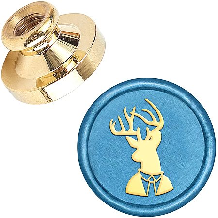 CRASPIRE Wax Seal Stamp Head Mr. Deer Head Animal Sealing Wax Stamp Head Only 25mm Removable Brass Seal Head for Wedding Invitations Envelopes Halloween Christmas Xmas Party Card Gift Packing