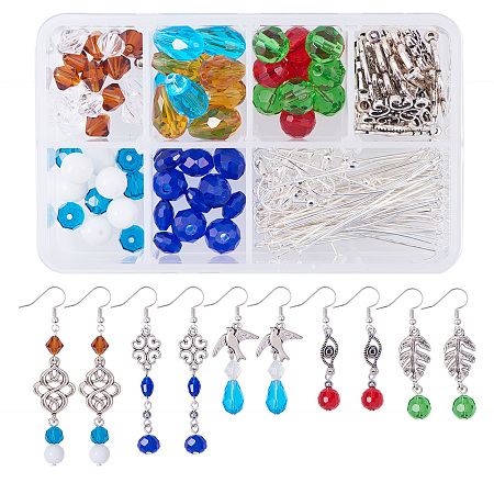 SUNNYCLUE 1 Set 160+ pcs Chandelier Teardrop Dangle Earring Making Kit DIY Jewelry Making Starter Kit Include Glass Drop Beads, Chandelier Components Link, Earring Hooks and Jewelry Findings