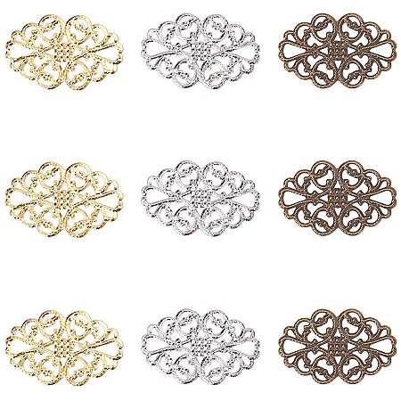 Arricraft 150 pcs 3 Colors Tibetan Style Iron Oval Filigree Charm Pendant Link Connectors for Earring Necklace Jewelry DIY Craft Making, Mixed Colors